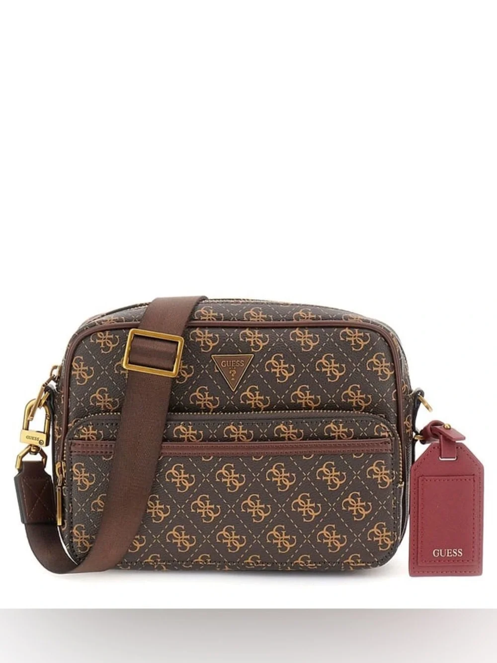 New GUESS Brown Logo Crossbody Bag for Men
